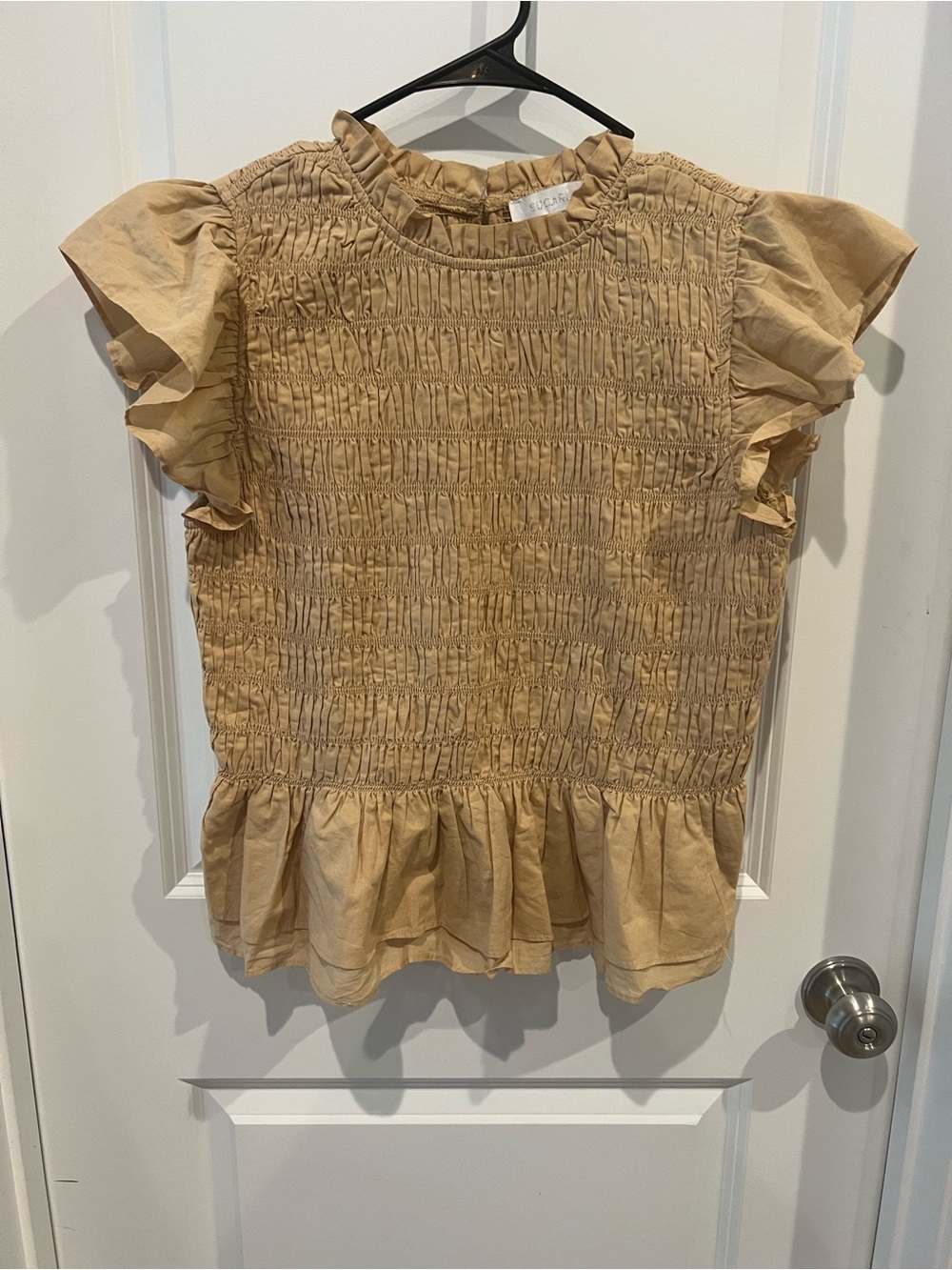 Sugarlips Smocked Ruffle Sleeve Top Size XL